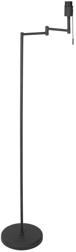 Vloerlamp Bella 3407ZW - Zwart met zwenkarm, uitklapbaar en trekschakelaar - Mexlite - Tijdloos design van kunststof, metaal en elektronica, hoogte 135 cm, reikwijdte 45 cm
