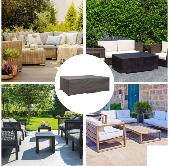Perel Buitenhoes voor tuinset, grijs, rechthoekig, 280 cm x 230 cm x 80 cm