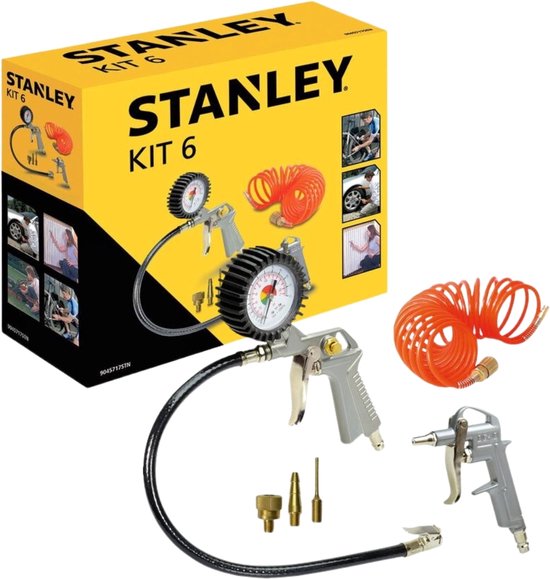 STANLEY Luchtgereedschapset 6-delig - met 3 mondstukken