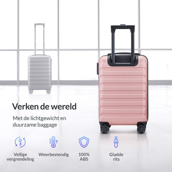Nohrd Handbagage Koffer - Rosegoud - Reiskoffer met Wielen - 55x35x20 cm - Handbagage Trolley Lichtgewicht - Reiskoffers - Trolley op Wieltjes - Koffers