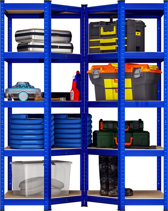 Monzana Stellingkast - Schroefloos 5 Schappen MDF 180x70x40cm - Blauw