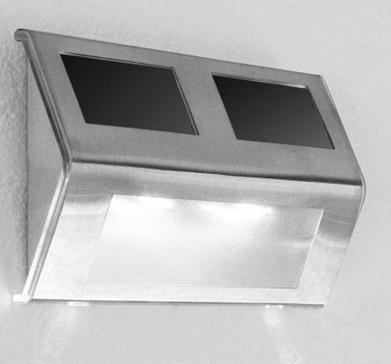 Monzana Wandlamp - LED Waterdicht Zonne energie Edelstaal - 140x95x25mm