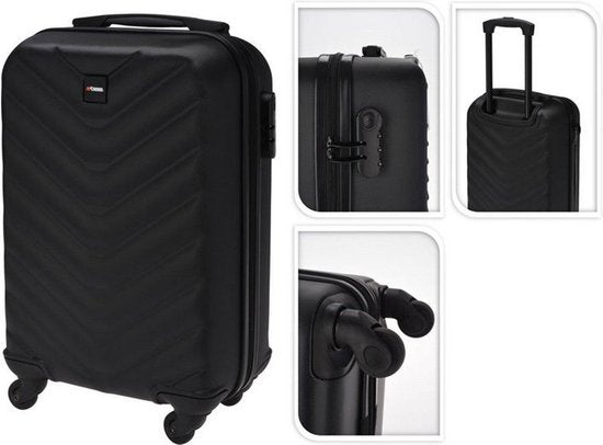 ProWorld - Reis-Handbagage-Koffer-Relief -28 L-Zwart- Spinner wielen-Lichtgewicht-33 x 20 x H53 cm
