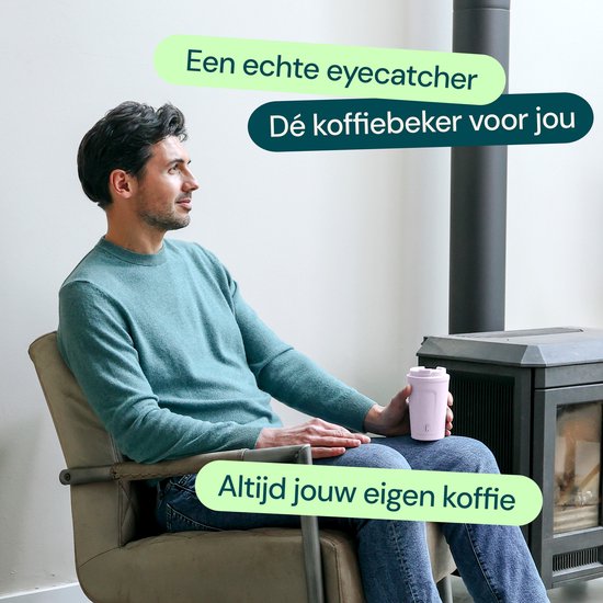 Castagnola Thermosbeker - Koffiebeker To Go - Reismok voor Koffie en Thee - Theemok - 380 ML - RVS - Paars