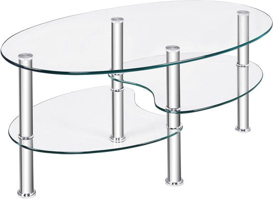 Coast 3 niveaus glazen tafel met modern ovaal ontwerp driestage plank transparant