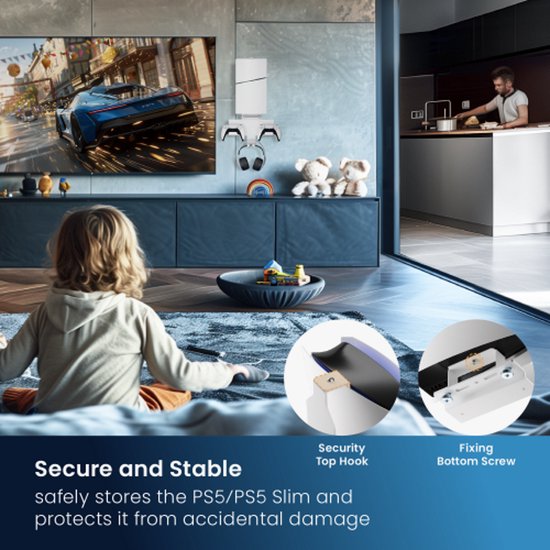 Muurbeugel geschikt voor Playstation 5 en Playstation 5 Slim digital en disc versie - houder voor controllers headset game console geschikt voor PS5