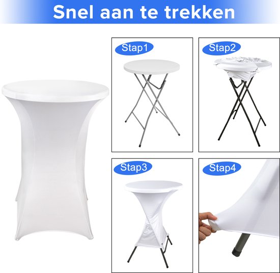 Saaf Statafelrok set - 4 stuks - ∅80-85 x 110cm - Statafelhoes - Wasbaar en Elastisch - Wit