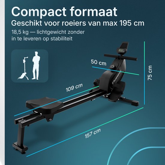 Flowsense Roeiapparaat - Roeimachine - Geluidsstil - Magnetische Roeitrainer Fitness - Rowing Machine 16 Weerstandniveaus - LCD Monitor
