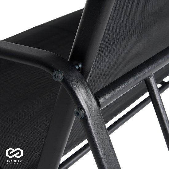 Infinity Goods Tuinset – Incl. Bank, 2 Stoelen & Glazen Tafel – Zwart/Antraciet