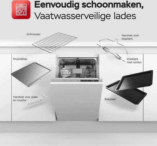TurboTronic EV35 Vrijstaande oven 35L - Mini oven - Elektrische Oven - Zwart
