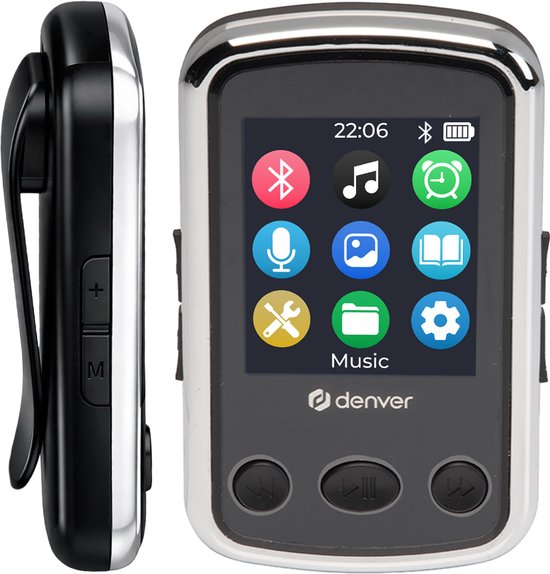 Denver MP3 Speler Incl oordopjes - Uitbreidbaar tot 128GB - Shuffle/Repeat Modus - Kinderen en volwassenen - Bevestigingsclip - AUX - MPS320B - Zwart