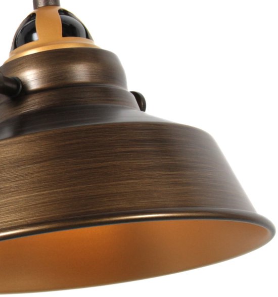 Bronzen wandlamp Nove 1320BR met E27 fitting, 190 cm snoer en schakelaar, industrieel design, van merk Mexlite, gemaakt van metaal en kunststof