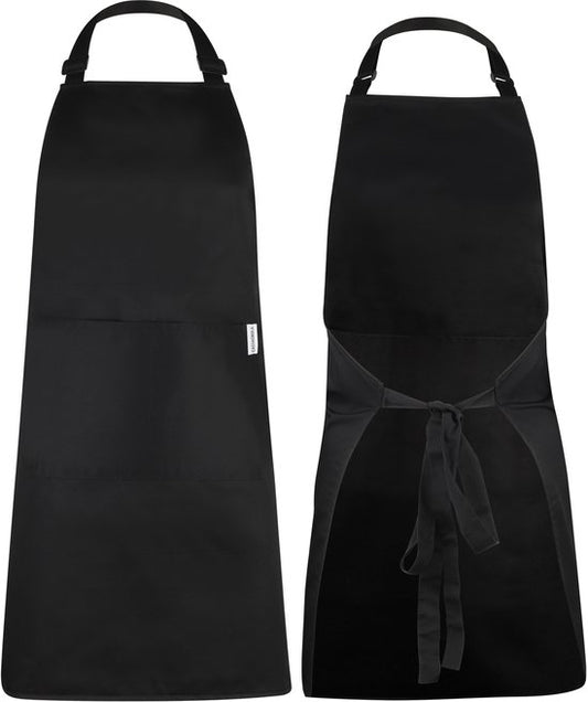 Castagnola keukenschort - Water- en vuilafstotend - Professioneel Kookschort - Schort voor Dames en Heren - Horeca Sloof - Unisex - Verstelbare Gesp - Extra Grote Vakken - Zwart