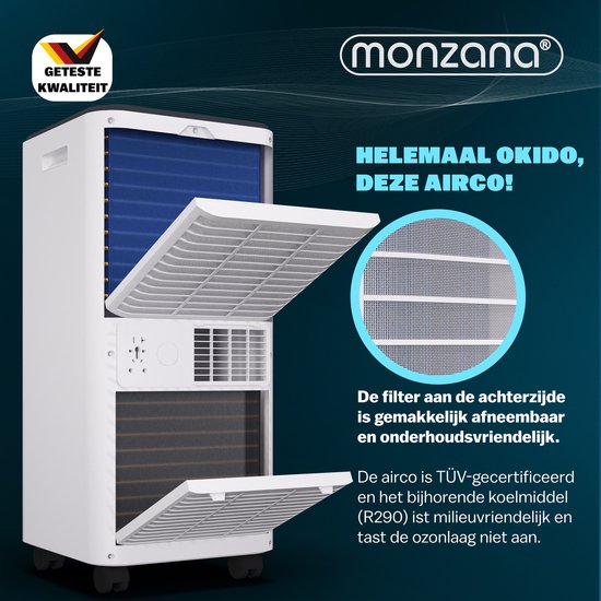 Monzana mobiele airco - 7000 BTU raamkit 20 tot 25m² wifi timer - wit
