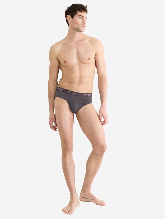 Sloggi Start Midi 2-Pack Slip - Heren - Katoen/Elastaan - Regular Waist - Elastische Band - Zwart/Grijs - Maat XL