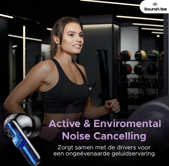 SoundVibe® - Earbuds Draadloos Met Noice Cancelling - Zwart - Bluetooth Oordopjes - Noice Cancelling Hoofdtelefoon - LX-10 Earpods met Scherm - Werkt Met Apple En Android - Earpods USB C - Wireless Earphons - Oortjes Draadloos