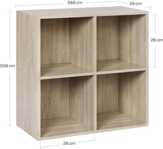 Woltu Boekenkast - 29x59,8x59,6cm - Staand - 4 Vakken - Wit