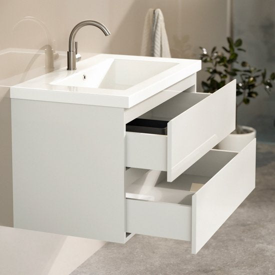 Mirlux Badkamermeubel Glanzend Wit 80 cm - Wastafel Wit - Badmeubel set - Wastafelmeubel Glanzend Wit