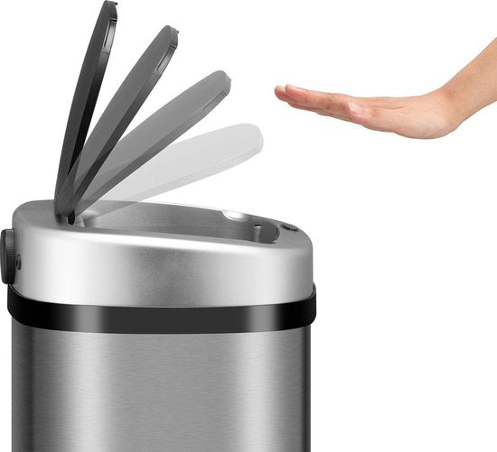 Automatische Prullenbak / Afvalemmer / Sensorprullenbak - 50 Liter - Zilver - Rechthoek