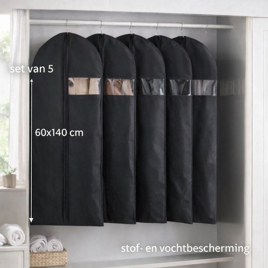 Ceruzo Kledinghoezen 5 Stuks – 60x140 cm – Beschermhoes – Venster- Zwart