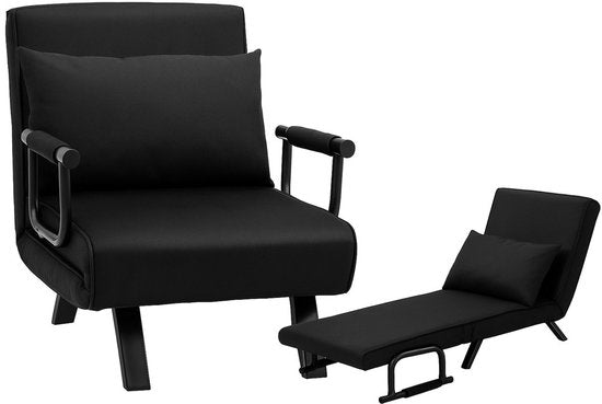 Livista 3-in-1 Uitklapbare Slaapstoel Belastbaar Tot 100 kg Zwart - Inklapbare Slaapbank Met Verstelbare Rugleuning - Modern Design Logeerbed - Slaapfauteuil