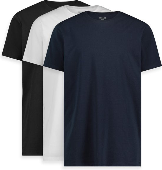 LEBASQ - Miles' T-shirt voor heren - 3 pack - met Crew Neck - Extra lang - Geschikt als Ondershirt - MIX - M - Katoen