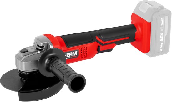 FERM - AX-POWER - AGM1126 - Accu - Haakse slijper - 125 mm - 20Volt - 8000t/min - Softgrip - Zijhandgreep op twee plaatsen - Verstelbare beschermkap - Veiligheidsschakelaar - Zonder accu en zonder lader - Geschikt voor AX en FX accu platform