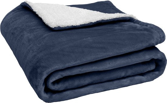 Seranova Elektrische Deken XXL - 180x160 cm - 2 persoons Bovendeken - Warmtedeken - Dubbelzijdig - Fleece Sherpa - Blauw
