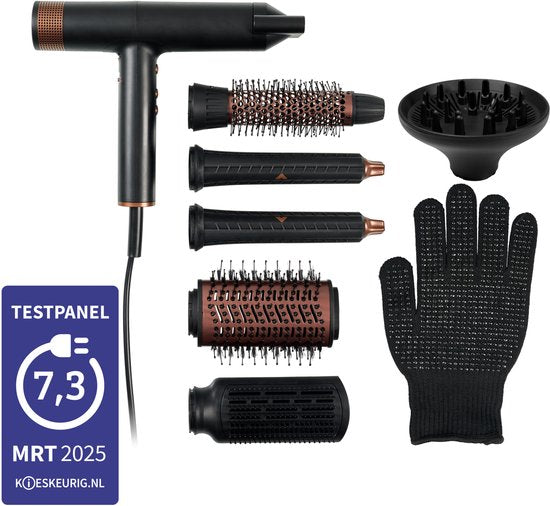 Princess Airstyler Pro 529205 - 7 in 1 - 2000 Watt - 1.8m snoer - BLDC Motor - Luxe Opbergtas - Hitte handschoen - Multi Styler - Hairwrap - Haarstijler - Haardroger - Warmteborstel - Fohnborstel - Krulborstel en Stijlborstel