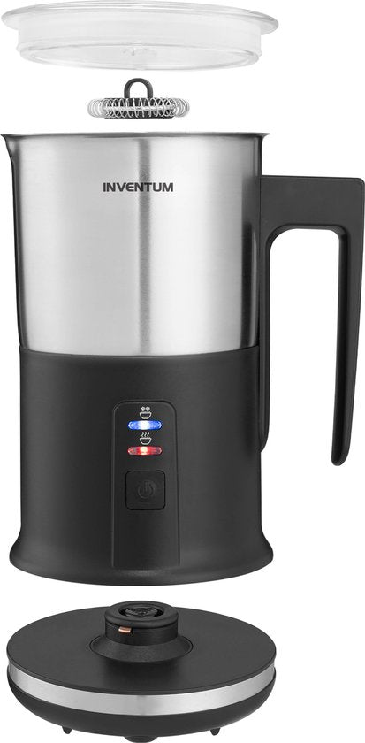 Inventum MK350 - Elektrische melkopschuimer - 115/240 ml - Warm/koud opschuimen - Verwarmen - PFAS vrij - Antikleeflaag - Zwart/RVS