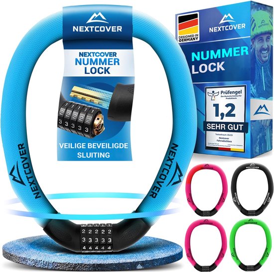 Nextcover Cijferslot Fietsslot Safesecure - met 5-cijferige cijfercode - blauw