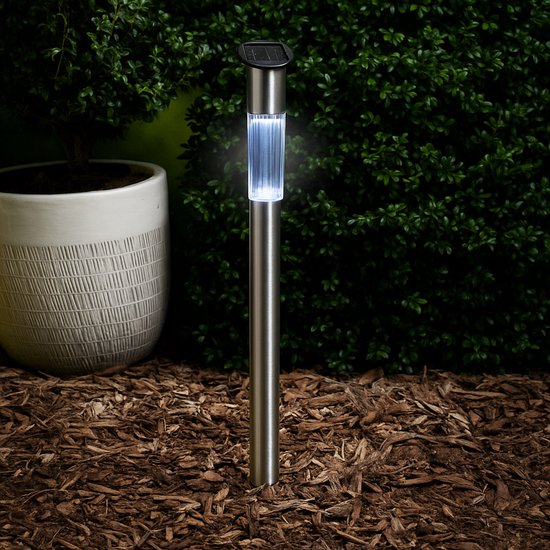 Grundig Solar Tuinverlichting – Tuinlantaarn Zonne Energie met RVS behuizing – Spatwaterdicht IP44 Tuinverlichting op Zonneenergie voor buiten
