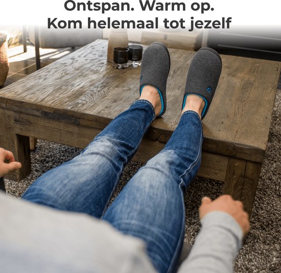 Pantoffels Heren - Sloffen - Maat 46/47 - Grijs - Anti-slip - Comfeet