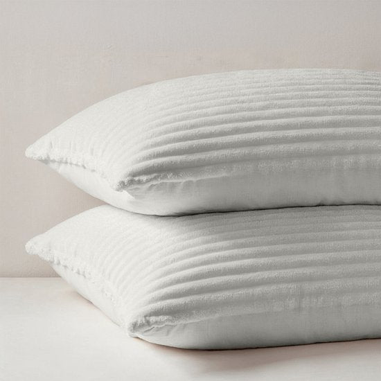 Zydante® Dekbedovertrek Teddy Rib - 200x220 cm - Foggy Dew - met 2 Kussenslopen