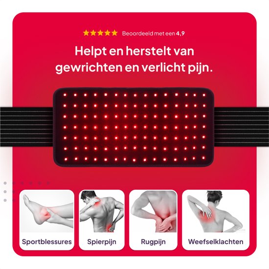 TheraFlex Infraroodlamp Infrarood Riem Rugband Rood Licht Therapie - Spieren & Gewrichten - Onder Rugpijn