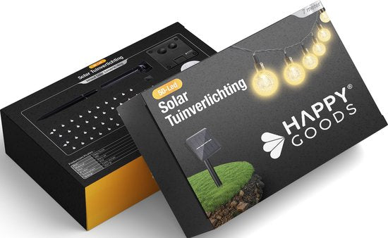 Happy Goods - kerstverlichting - 7m - 50 solar LED - Tuinverlichting op zonne-energie - Solar tuinverlichting - crystal lampjes ø 2,5 cm - Duurzaam