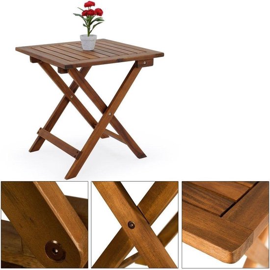 EezyLife Houten bijzettafel - 46x46x46cm - Acacia hout - Tuintafel