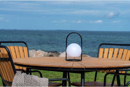 House Nordic - Cleveland - Set van 4 Stijlvolle Tuinstoelen - 64 x 64 x 91 cm - Teak Hout & Metaal - Natuurlijk / Zwart