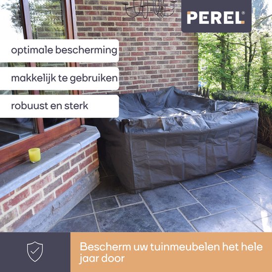 Perel Buitenhoes voor tuinset, grijs, rechthoekig, 280 cm x 230 cm x 80 cm