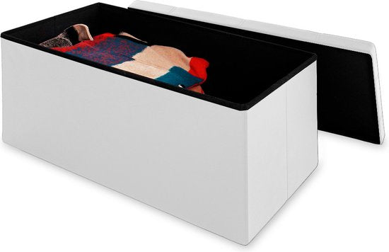 Casaria Zitbank met Opbergruimte - 80x40x40cm 100L Kunstleer – Wit