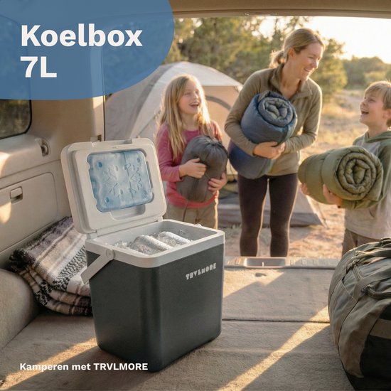 TRVLMORE Koelbox 7L - Frigobox - Inclusief Koelelement - Koelbox Klein - Antraciet