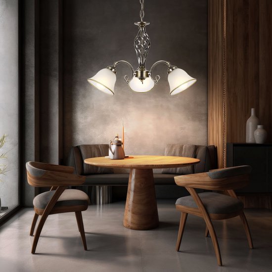 Kroonluchter Globo Odin LED - Klassiek - Messing met mat glas 2