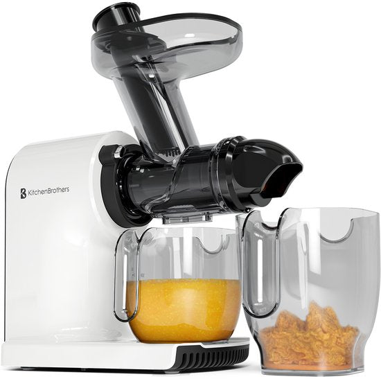 KitchenBrothers Slowjuicer - Compact - Juicer - Groenten en Fruitpers - 45 mm - 500 ml - Wit