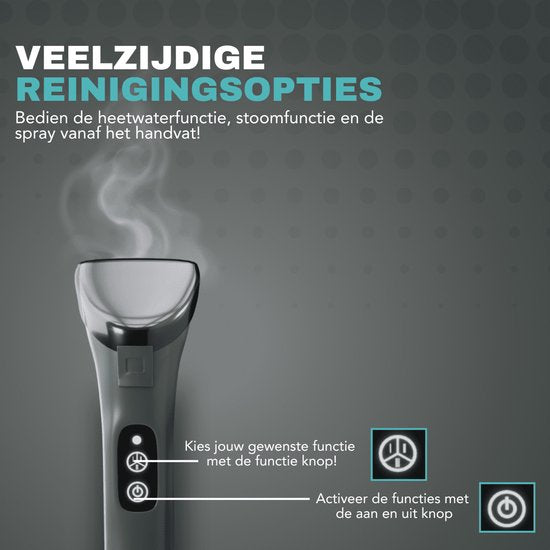 Achate - Vlekkenreiniger Pro - Met Stoom & Heetwater, Tapijt- en Matrasreiniger, Krachtige Zuigkracht, 1300W, 1.4L Vuilwatertank - Grijs/Blauw