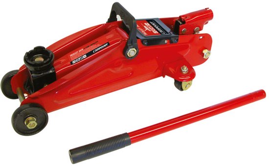 Carpoint Garagekrik – Verrijdbaar – Hydraulisch - Maximaal draagvermogen 2000KG - Hefhoogte van 130-380mm - Automatische veiligheidsklep - Lange pompstang – Zwenkwielen – Met TüV/GS product certificering
