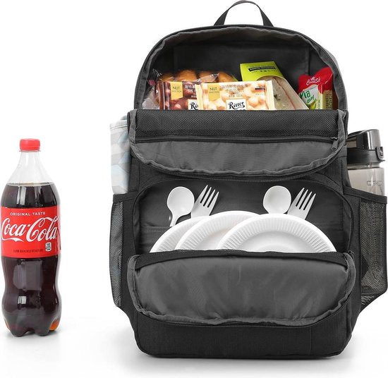 Koeltas Rugzak (28L) - Geschikt voor 16 Blikjes - Lunchtas voor Dames en Heren - Zwart
