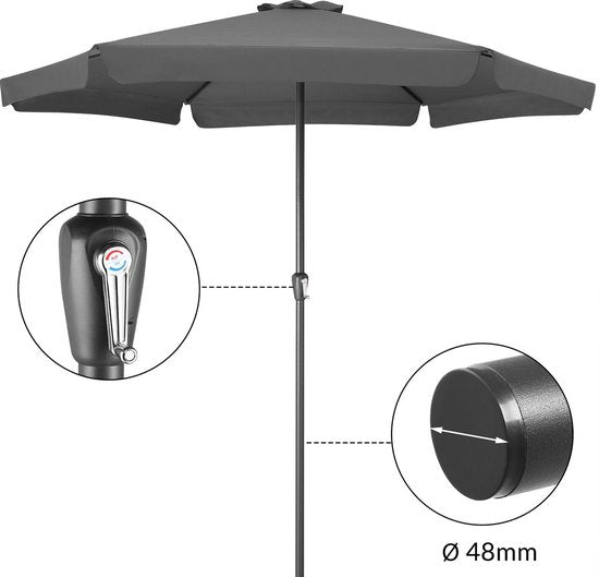 Kingsleeve Parasol – UV-bescherming 80+ – Antraciet Ø 330cm
