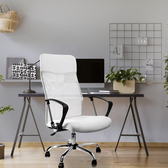 Casaria Bureaustoel met mesh wit