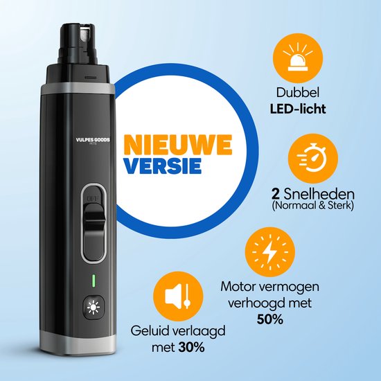 Vulpes Goods®Huisdier Elektrische Nagelvijl - Diamant Vijlkop - Oplaadbaar - Zwart