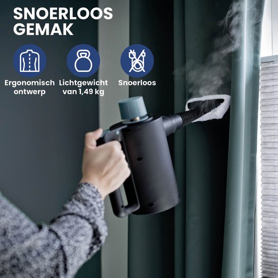 Nexxt Draadloze Stoomreiniger met Accessoires – Watertank 360 ml – Tot 135 °C en 3,5 Bar – Voor Vloeren en Bekleding – 1350 Watt – Zwart